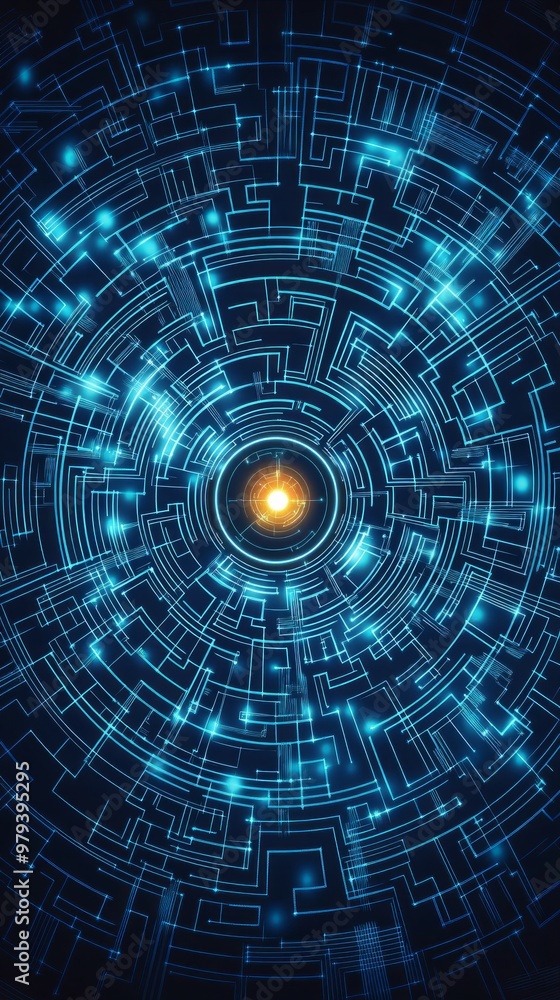 Fototapeta premium Encrypted Labyrinth, Cybersecurity