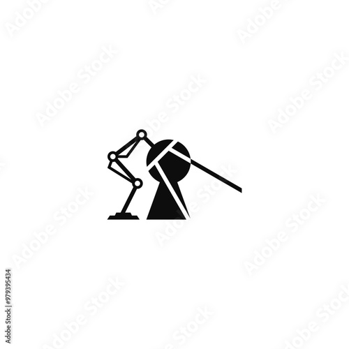 Table lamp light and keyhole logo design.