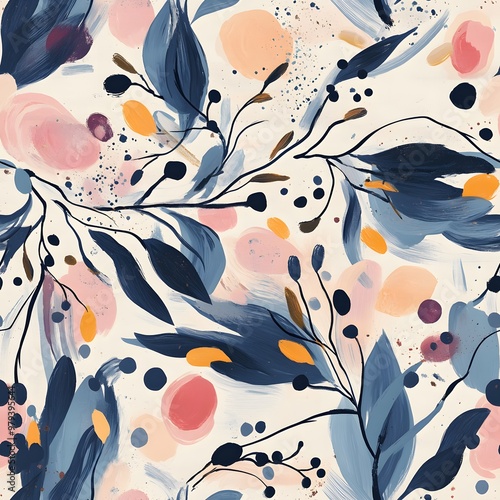 Vintage seamless floral pattern with blooming flowers and delicate leaves, perfect for wallpaper or textile design