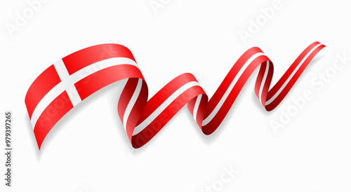 Danish flag wavy abstract background. Vector illustration.