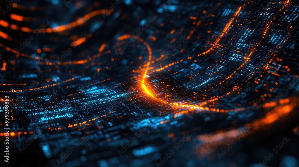 Binary Code and Glowing Digital Firewall Protecting Data Binary Code and Glowing Digital Firewall Protecting Data