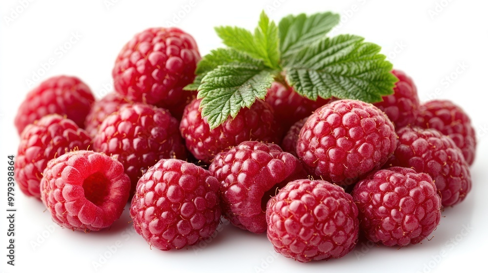 Fresh Raspberries with Leaf Fresh Raspberries with Leaf