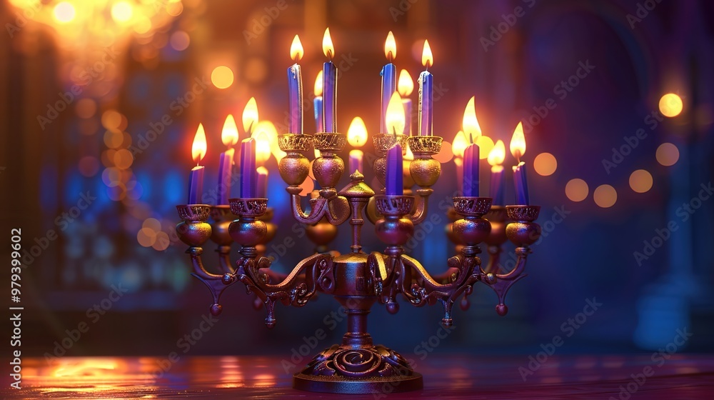 Fototapeta premium Hanukkah menorah candle wallpaper