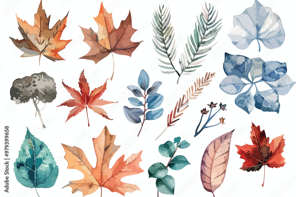 Fototapeta premium Watercolor Design Elements Single Clipart Isolated On White Background