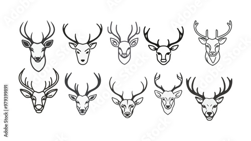 set of silhouettes of deer