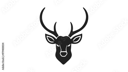 black shape of a deer head illustration in vector, simple deer sign illustration