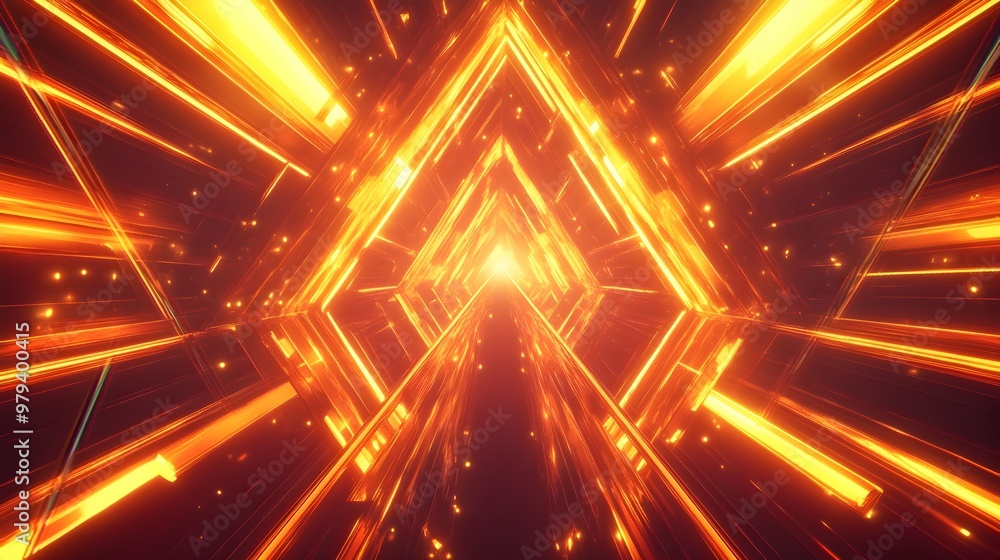 Vibrant Geometric 3D Triangular Background with Warm Tones and Glowing Energy Beams Vibrant Geometric 3D Triangular Background with Warm Tones and Glowing Energy Beams