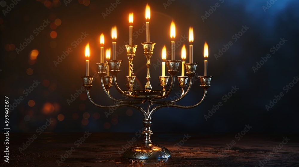 Fototapeta premium Hanukkah menorah candle wallpaper