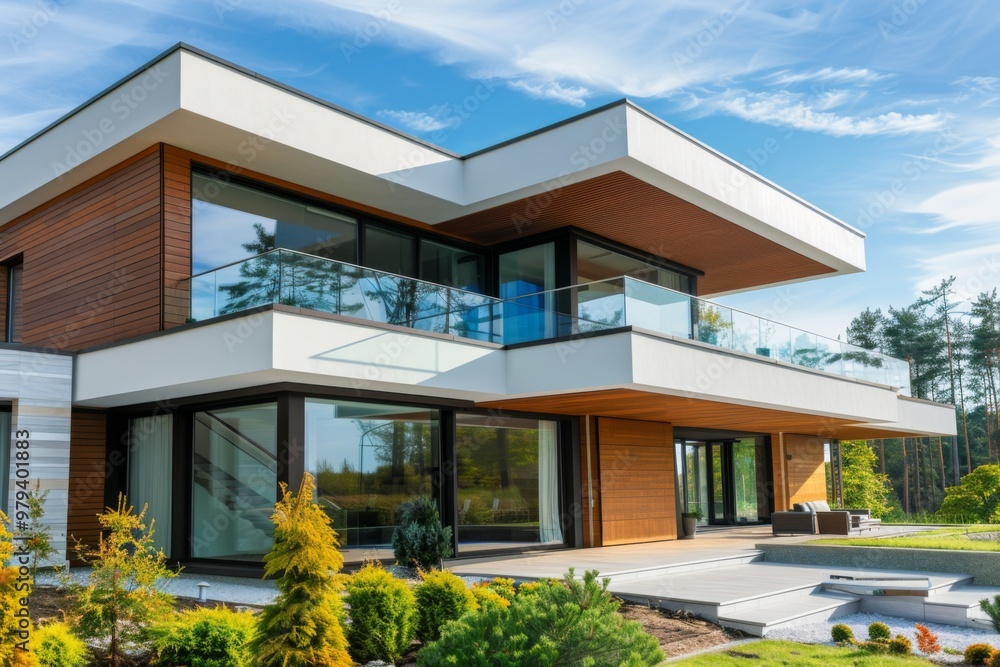 Exterior of a modern luxury home Exterior of a modern luxury home