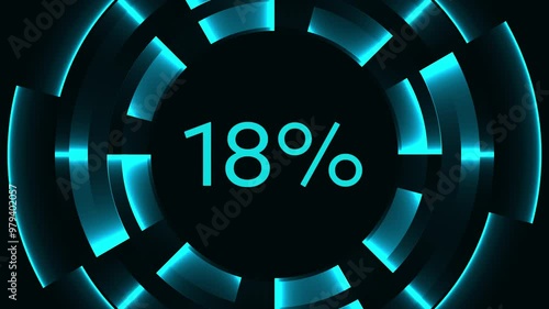 motion graphics video clip in bright blue colors looped 0 to 100 percent animated