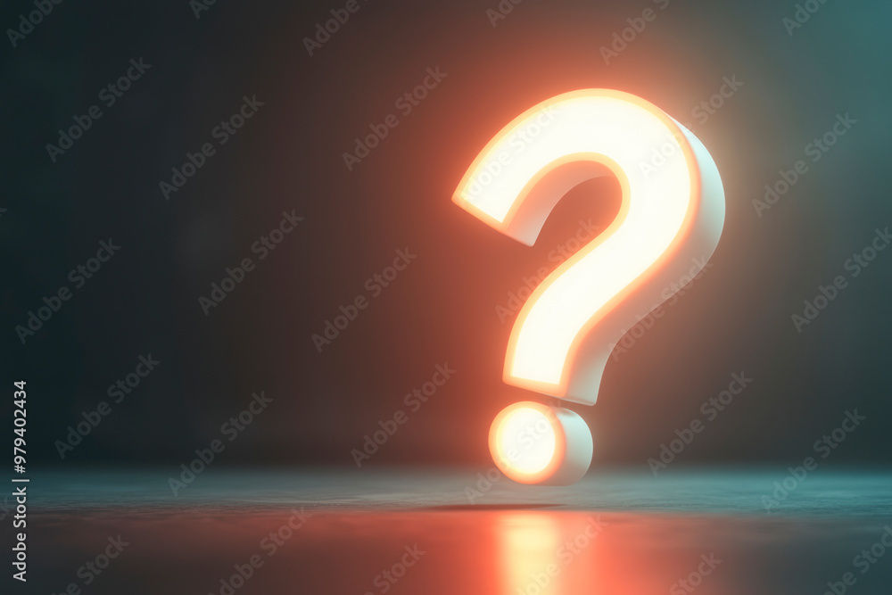Large 3D Question Mark, Light and Shadow, Problem, Question Concept with Copy Space. Large 3D Question Mark, Light and Shadow, Problem, Question Concept with Copy Space.