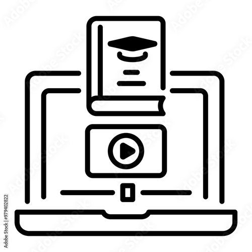 A line icon of blended learning 