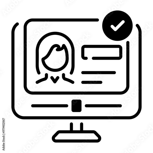 A line icon of online attendance 