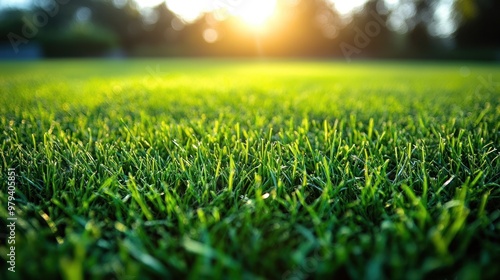 Close-up View of Lush Green Grass in a Sunny Day