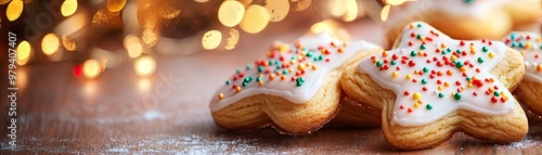 Colorful star-shaped cookies decorated with icing and sprinkles, perfect for festive celebrations and holiday treats.