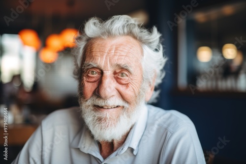 Portrait of a smiling senior Caucasian man in nursing home