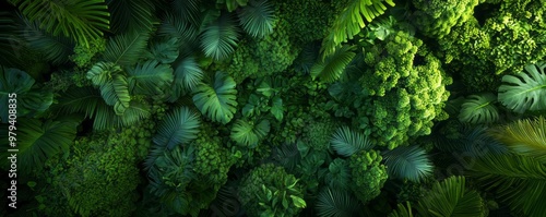 A lush green foliage overlay featuring various tropical plants, enhancing the vibrant texture and depth of nature's beauty.