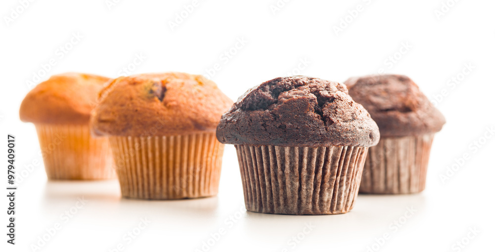 Sweet muffin cakes isolated on white background. Sweet muffin cakes isolated on white background.