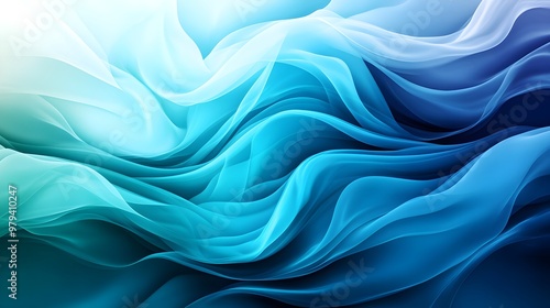 Fluid and organic wave patterns, seamlessly flowing across the canvas, shades of blue and teal, watercolor style, soft transitions, calming yet dynamic.