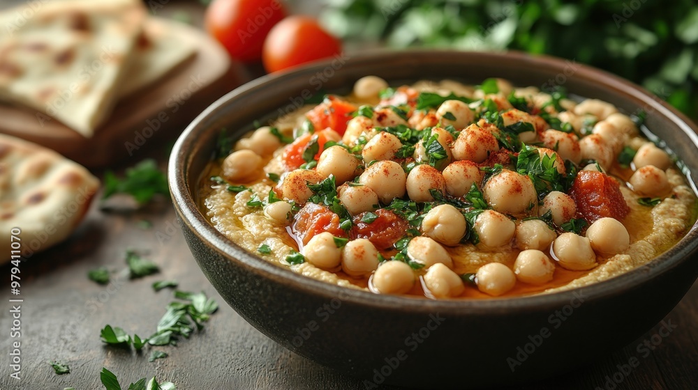 Hummus with Chickpeas, Tomatoes and Parsley Hummus with Chickpeas, Tomatoes and Parsley