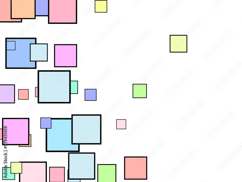 Circles, squares and triangles in white. Suitable for fabric, packaging, wallpaperAbstract Random Art. Rainbow Party Polka Background. All Color Dot.   Red Flying Background Color.