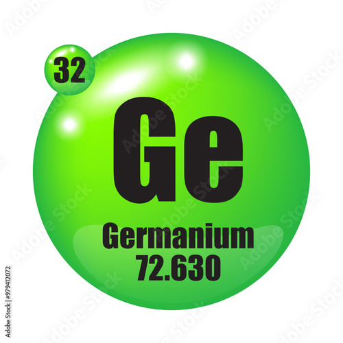 Germanium symbol icon. Element Ge 32. Atomic mass 72.630. Vector element.