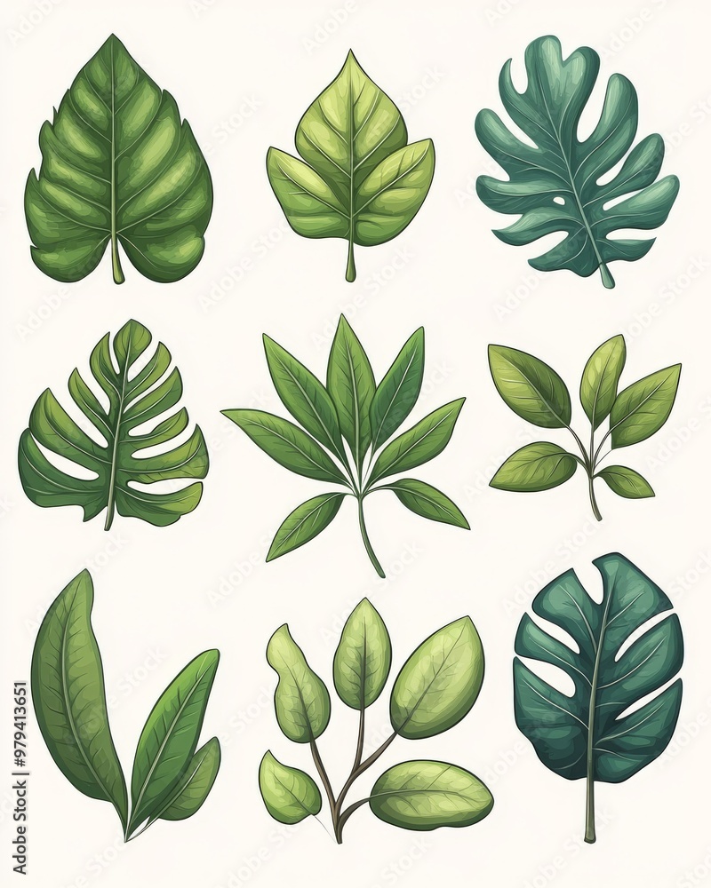 Lush HandDrawn Tropical Leaves Collection with Intricate Detailing Ideal for Layered Jungle Effects in Illustrations and Designs Lush HandDrawn Tropical Leaves Collection with Intricate Detailing Ideal for Layered Jungle Effects in Illustrations and Designs
