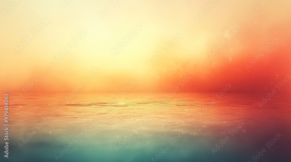 Obraz premium A serene seascape at sunset, where vibrant colors blend, creating a tranquil atmosphere over still water surface.