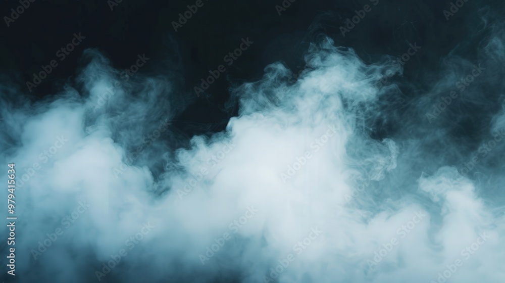 Naklejka premium Mysterious Veil of Shadows, a scene where dense white mist envelops a dark space, creating a dramatic and intense atmosphere that evokes intrigue and suspense.