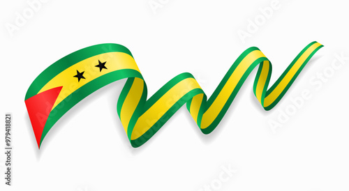 Sao Tome and Principe flag wavy abstract background. Vector illustration.