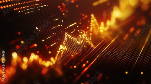 Close-up of a digital screen displaying a gold price chart with fluctuating lines and data points, reflecting market trends