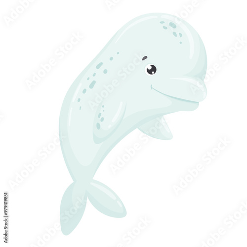 Vector drawing of a cute cartoon fur seal isolated on a white background. Illustration of ocean polar animals. Cute seal in flat cartoon style