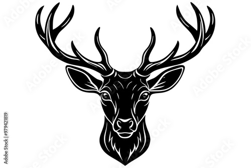 A deer head silhouette vector on white background. photo