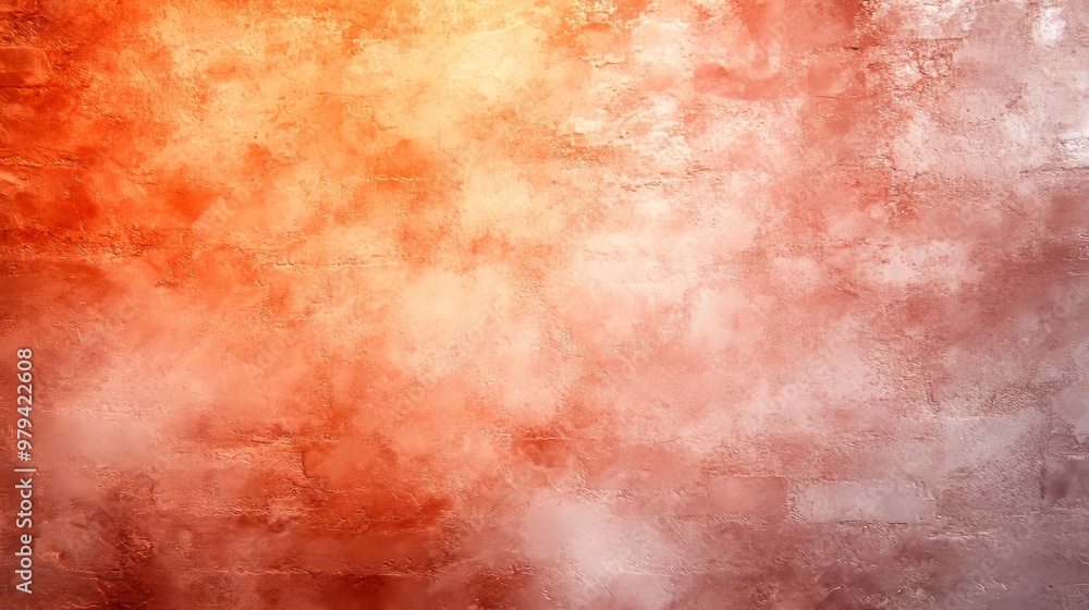 Fototapeta premium Artistic abstract brick wall with soft watercolor effects, terracotta and beige tones blending smoothly, top view, emphasizing fluidity and calmness, techbology tone, Complementary Color Scheme