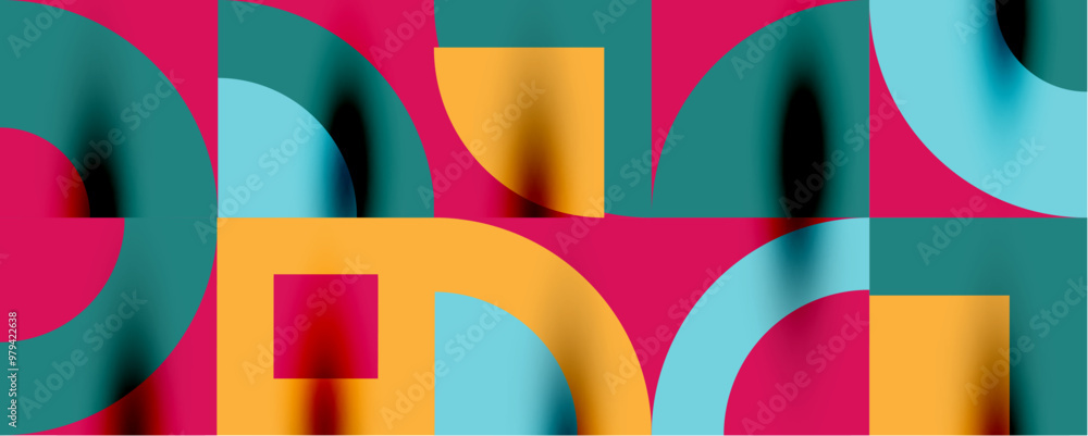 Neo memphis geometric pattern with circles, squares. Pop art abstract background for covers, banners, flyers and posters and other templates Neo memphis geometric pattern with circles, squares. Pop art abstract background for covers, banners, flyers and posters and other templates