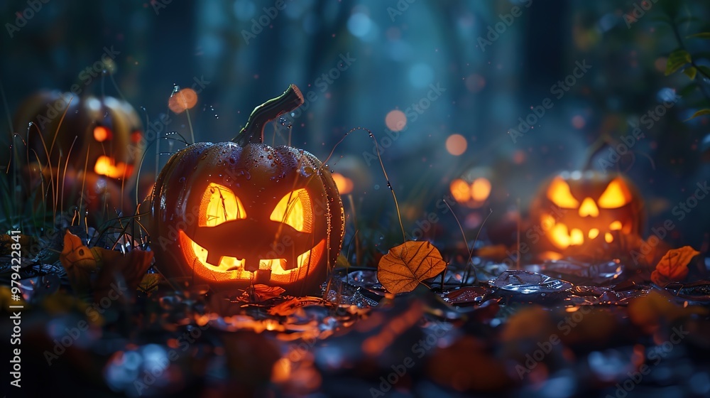 Naklejka premium Spooky halloween wallpaper