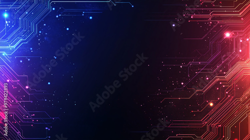 Minimalist vector circuit board pattern representing CIO advisory. Clean, angular lines and glowing accents in neon hues, reflecting advanced technology and futuristic leadership.