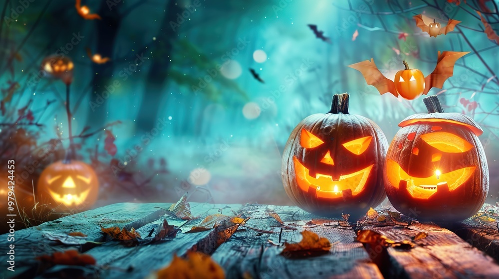 Naklejka premium Spooky halloween wallpaper