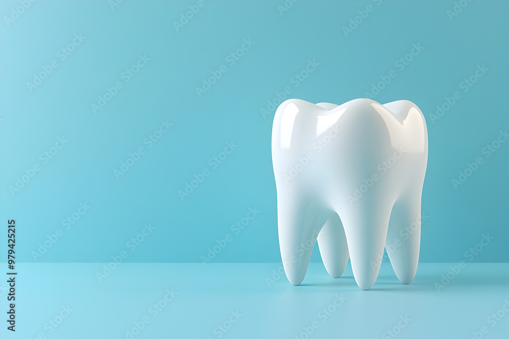 Minimalist tooth icon on a pastel blue background
Minimalist tooth icon on a pastel blue background