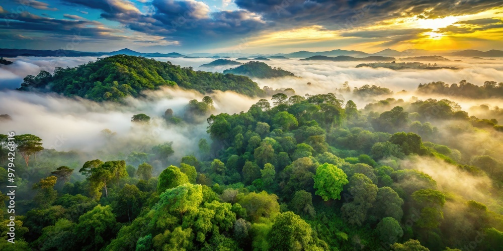 ancient mystical realm of misty rainforest dawn soft warm light filtering through wispy clouds aerial view lush vibrant green canopy primeval untouched beauty ancient mystical realm of misty rainforest dawn soft warm light filtering through wispy clouds aerial view lush vibrant green canopy primeval untouched beauty