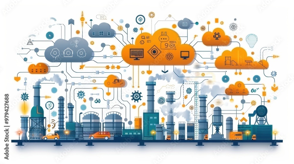 Obraz premium 20240916212313list 81 A clean vector design representing cloud-based technologies in Industry 4