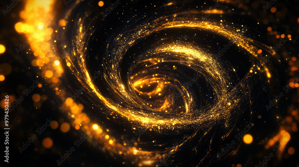 A dark background with glowing golden spirals swirling inward, creating a mesmerizing, dynamic effect. A dark background with glowing golden spirals swirling inward, creating a mesmerizing, dynamic effect.