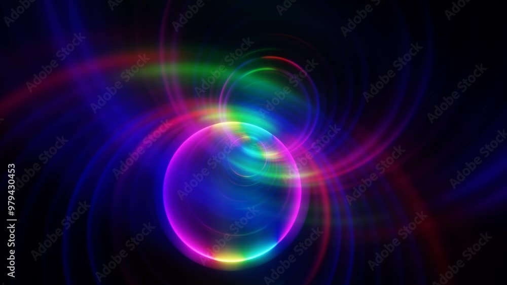 Abstract Neon Spiral Lights with Vibrant Colors on Dark Background Abstract Neon Spiral Lights with Vibrant Colors on Dark Background