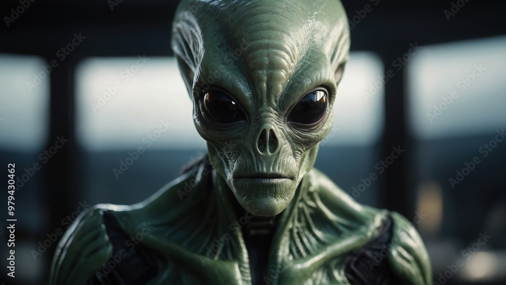 Alien and its futuristic saucer land with a dramatic flair capturing the essence of space travel Alien and its futuristic saucer land with a dramatic flair capturing the essence of space travel