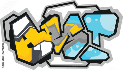 best word graffiti text sticker illustration