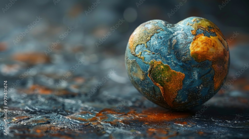 Illustrate icons featuring a heart-shaped earth, symbolizing love and care Illustrate icons featuring a heart-shaped earth, symbolizing love and care