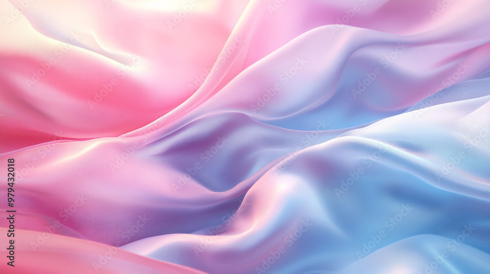 A flowing abstract background with silk folds in pastel pink and sky blue, with gentle waves creating a calming and serene design. A flowing abstract background with silk folds in pastel pink and sky blue, with gentle waves creating a calming and serene design.