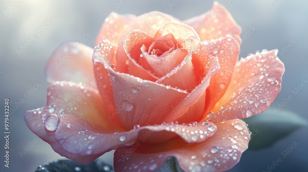 A close-up of a blooming pink rose adorned with glistening water droplets, symbolizing beauty and freshness in nature. A close-up of a blooming pink rose adorned with glistening water droplets, symbolizing beauty and freshness in nature.