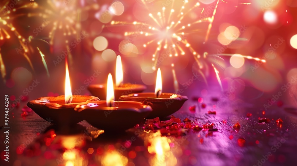 Diwali light and firework celebration Diwali light and firework celebration