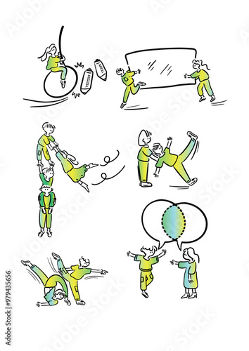 Corporate characters in action - vector set